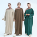 لباس اسلامی ساده دبی لباس ساده ترکی پاییزی برای زنان مسلمان لباس ژاکت بافتنی Abaya Winter Abaya1