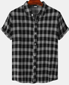 Καλοκαίρι Νέο Black Plaid Hawaiian Men&#39;s Polo Lapel Shirt1