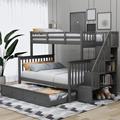 Tempat tidur untuk tempat tidur tempat tidur tempat tidur twin-over-over-full dengan trundle ukuran kembar dengan penyimpanan dan pelindung rel bunk1