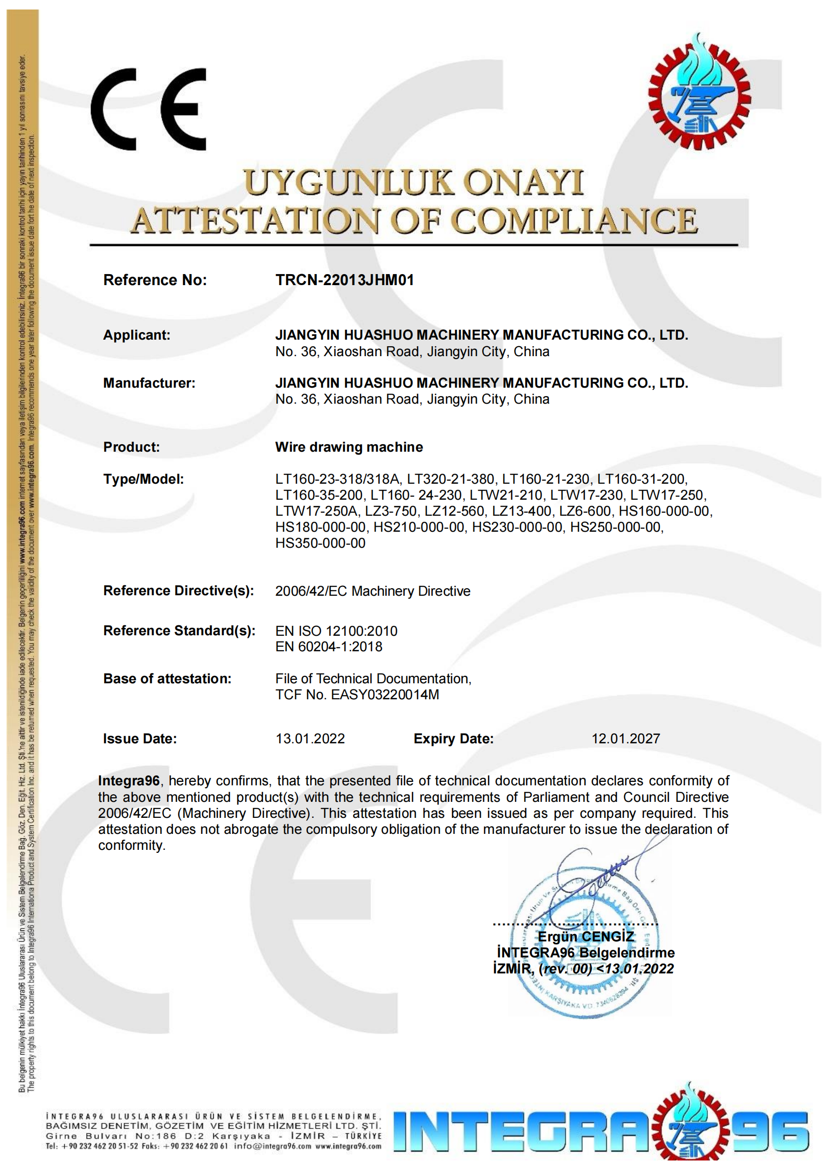 UYGUNLUK ONAYI ATTESTATION OF COMPLIANCE