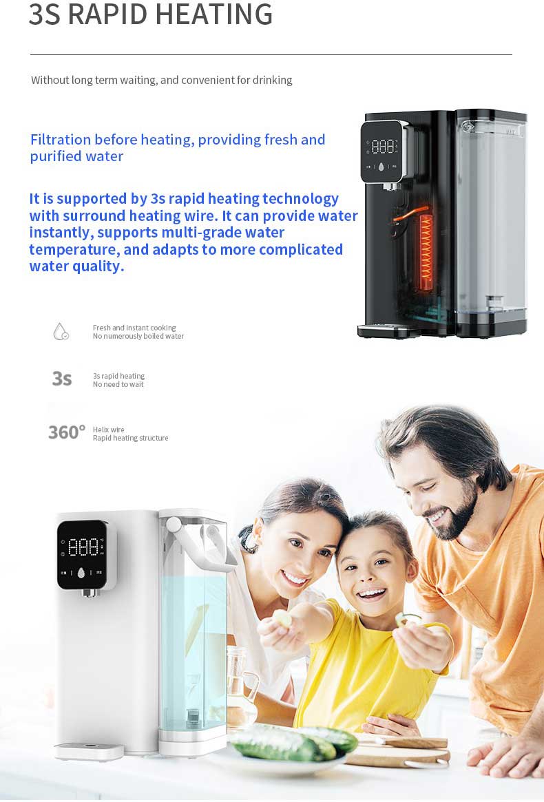 2023 New Design Portable Desktop POU Direct Pipping UF Instant Hot Water Dispenser