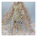 Bordado de láser de flores 3D Fabrica Ilusión Mesh Skin Tone Vestido Fabrics para vestidos Sequin Fabric1