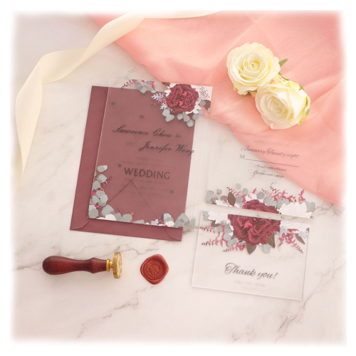 Biglietto d'auguri per invito a nozze in acrilico con design personalizzato