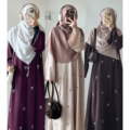 UNI پاپیون دوزی ساده Abaya مدل 2025 سنگاپور مالزی لباس زنانه مسلمان بسته Abaya با زیپ جلو لباس کافتان 1