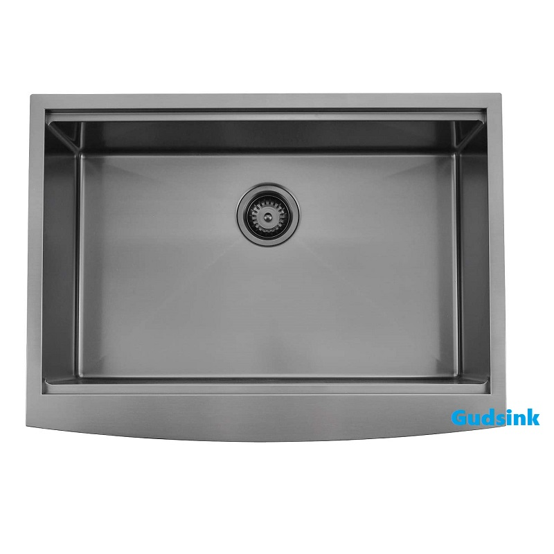 stainless steel sink in bathroom