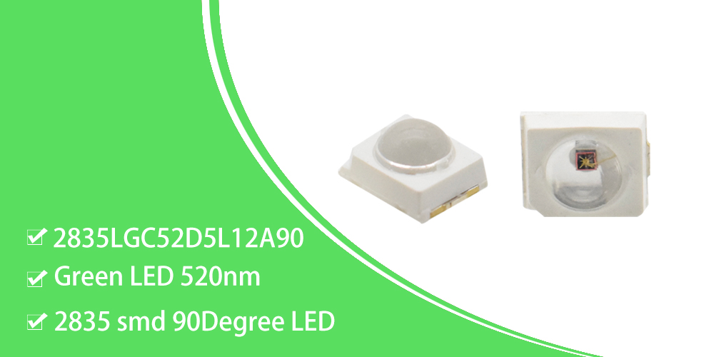 Green 520nm LED Lighting 2835 SMD 90-Degree Angle (2)