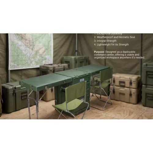 Mesa de campo de plástico móvel escritório lldpe rotomold multifuncional dobrável campo tático mesa de plástico caso