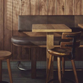 Vente chaude meubles commerciaux Coffee Shop Wood and Leather Restaurant Chaise 1