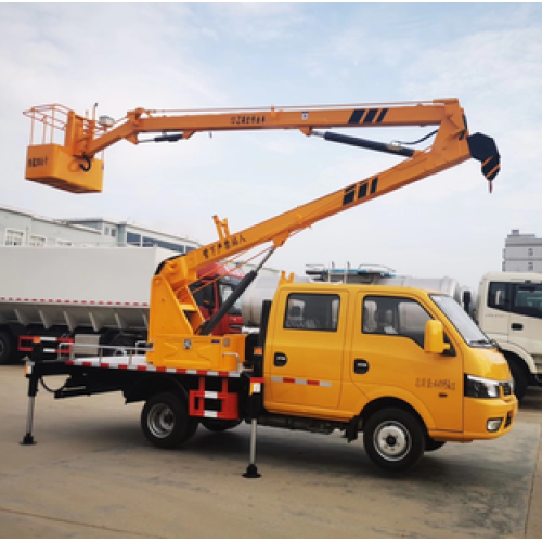 High altitude work vehicle with double cab