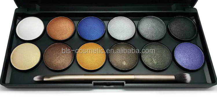 New Arrival OEM 12 Colors Shinny Eyeshadow and Blush Palette with Brush