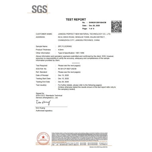 SPC FLOOR Friction Test(JIANGSU PERFECT NEW MATERIAL TECHNOLOGY CO., LTD.)