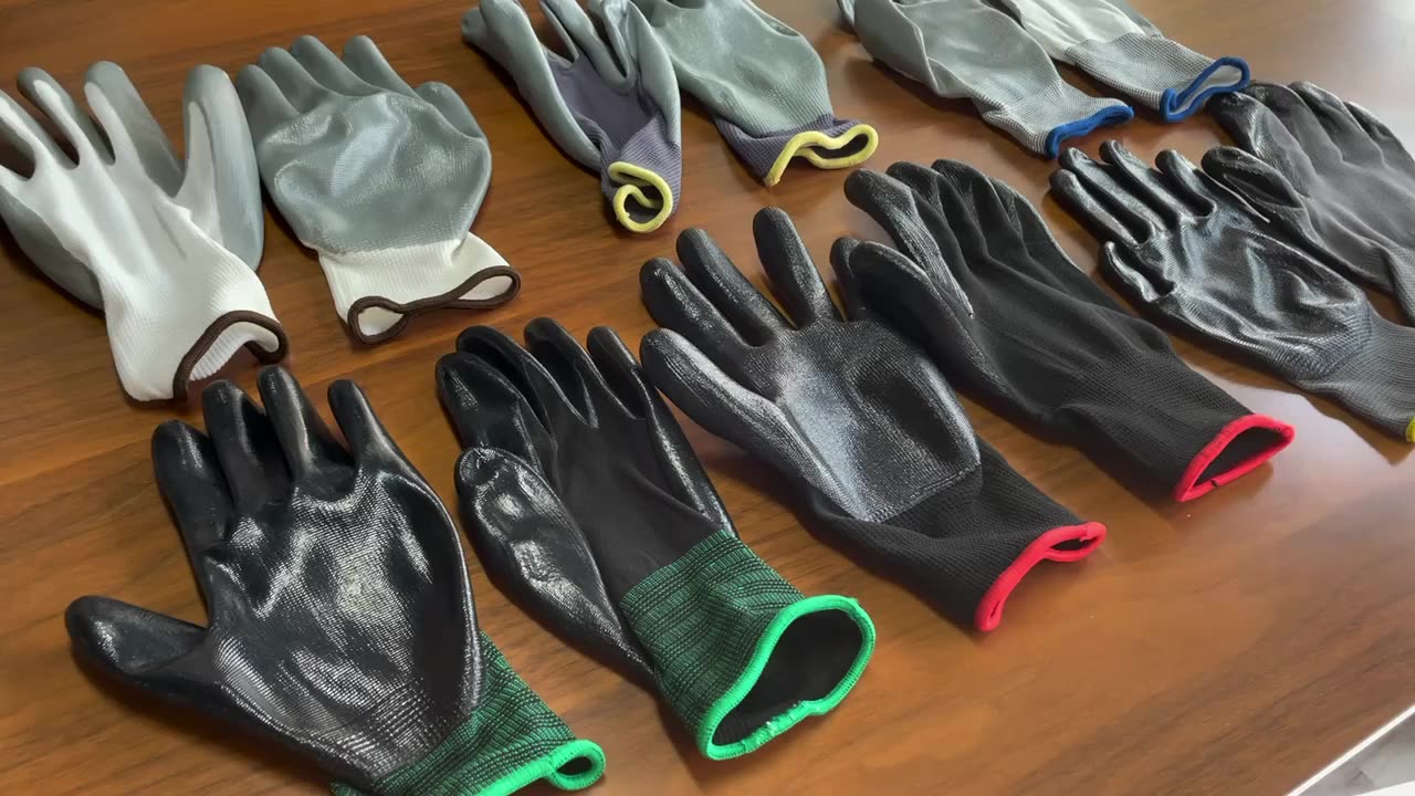 Hespax 18 mangierte dauerhafte nitrile sandige Oberflächenbeschichtete Sicherheitshandschuhe Anti Cut Level 5 Glashandhandschuhe Konstruktion1