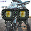 2Pcs Motorcycle LED Driving Light Fog Lamp Dual Color 6000K White 3000K Yellow 40W LED Spotlight for Motorcycle Car Truck ATV1