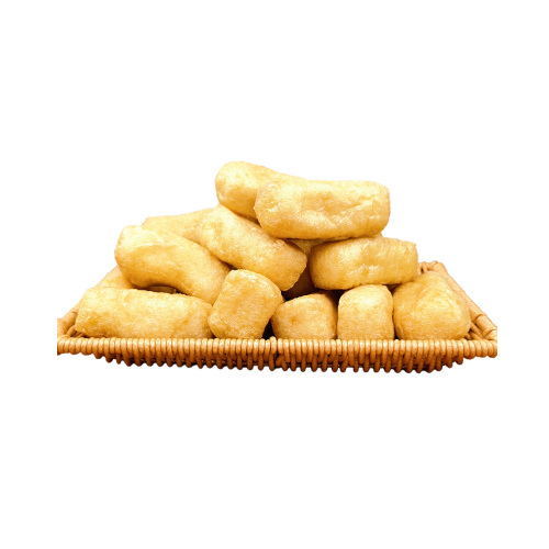 After pressing, the blocks are cut and fried in clean oil until their surface becomes a lustrous golden brown