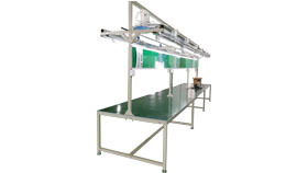 Bilateral worktable with lamp holder