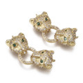 PandaHall Leopard Brass Cubic Zirconia Connector Links Jewelry Making Supplies1