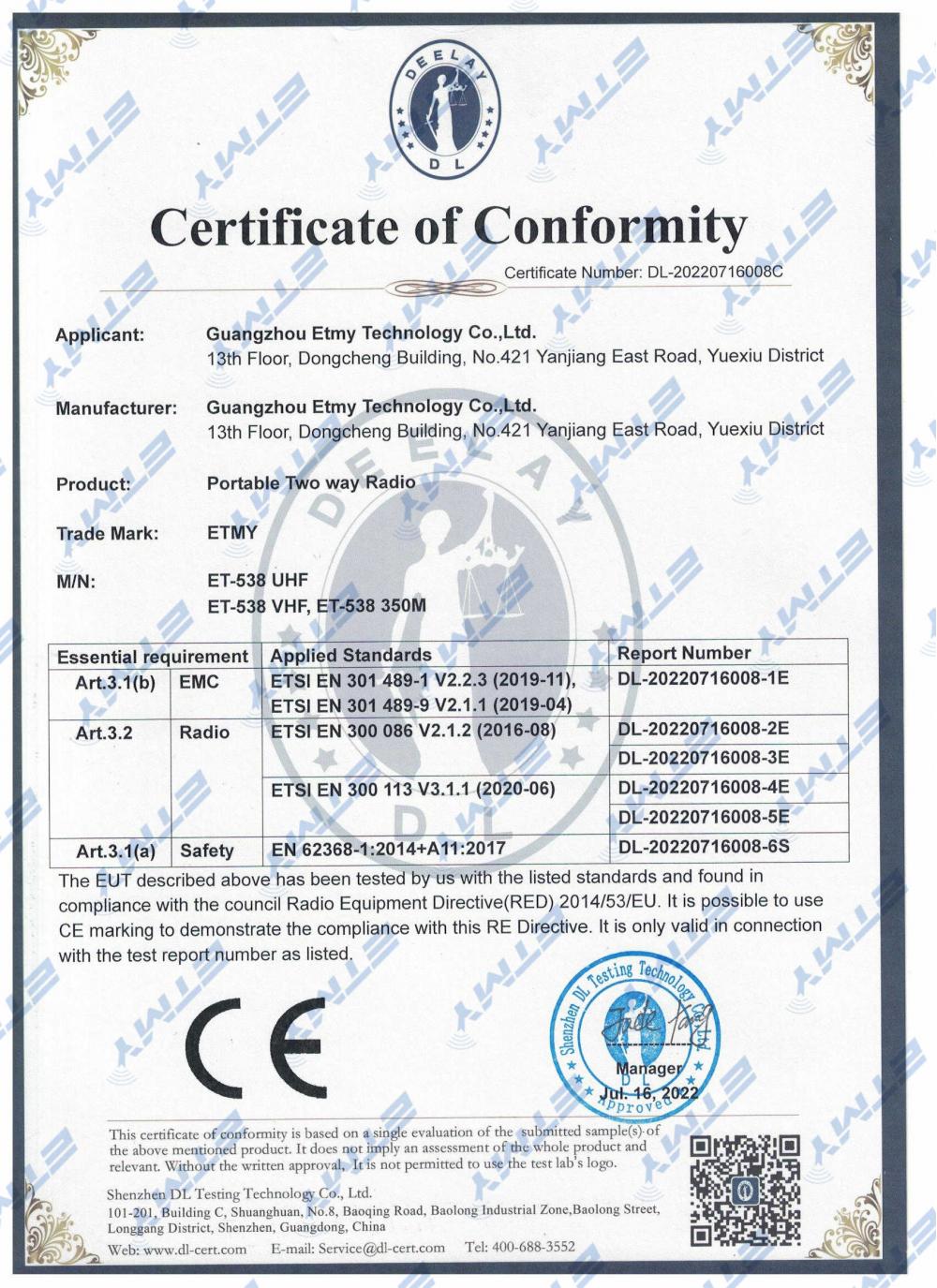 CE certificate