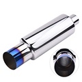 Universal Polished Stainless Steel 2 Inch Inlet 3 Inch Outlet Burnt Tip Silencer Muffler1