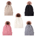 Custom Acrylic Rib Knit Bobble Hat with Faux Fur Pom Pom for Women and Girls in Winter1