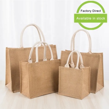 Custom Printed Shopping Jute Tote Bag Burlap Eco R