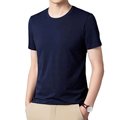 Men's G-SDQL Solid 100% Cotton Round Neck Short Sleeve Shirt - Classic Summer Style1