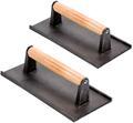 Cast Iron BBQ Heavy-Duty Meat Bacon Press with Wood Handle1
