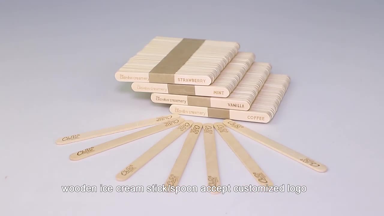Wholesale disposable birch wooden ice cream sticks popsicle sticks with custom logo1