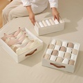 Cotton and Linen Multi Grid Underwear Sock Storage Box1
