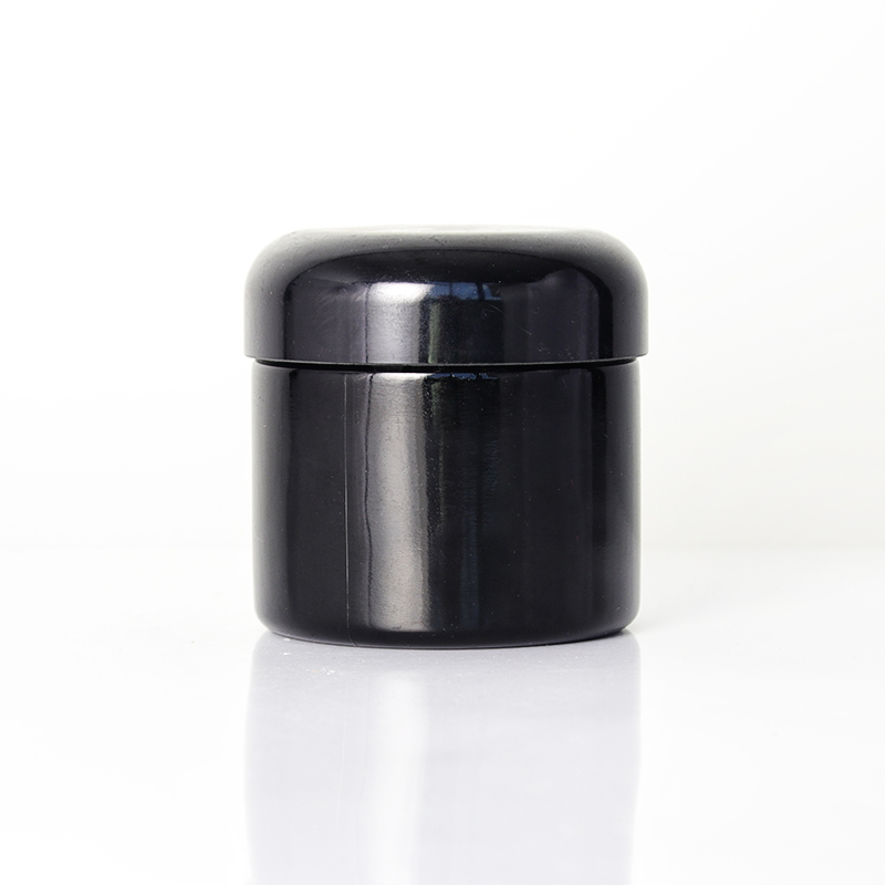 Black Cream Jar With Black Dome Caps