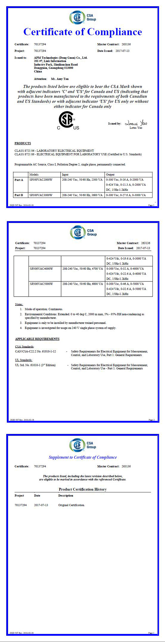 AC 2KVA,3kVA,4kVA,5kVA CSA Certification