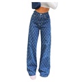 2022 Custom Woman Straight Baggy Printed Jeans Κατασκευαστής Παντελόνια