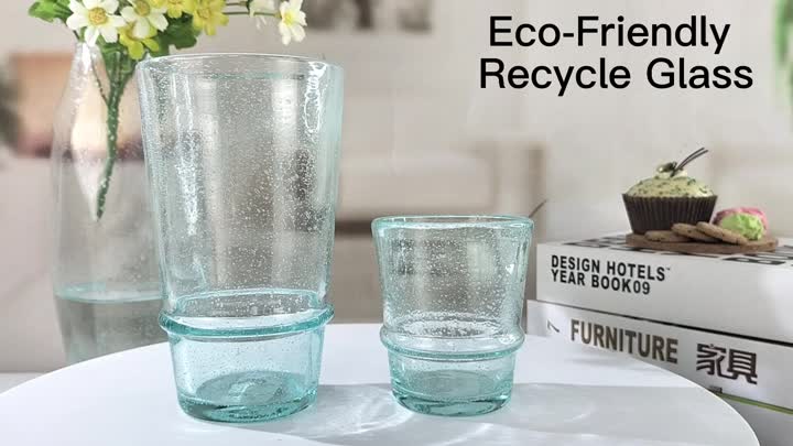 Πράσινες φυσαλίδες ανακυκλωμένα γυάλινα drinkware