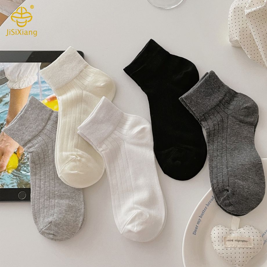 한국 버전 간단한 수직 스트라이프 메쉬 짧은 양말면 양말
