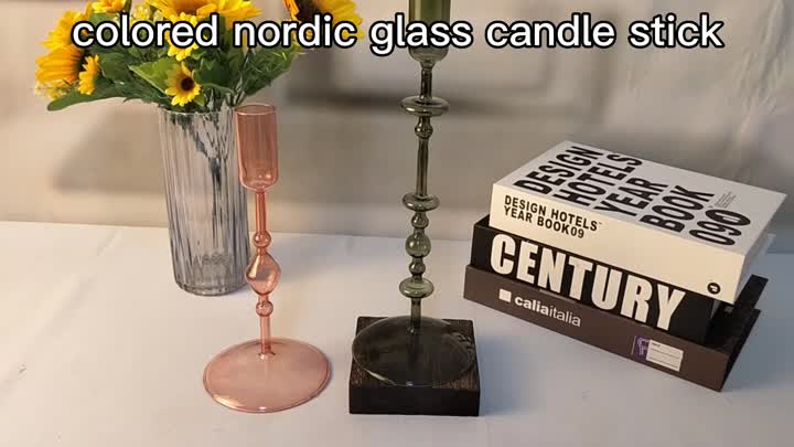 colored glass candlestick