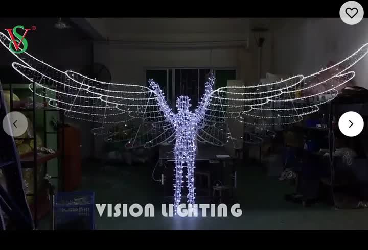 Warm White Outdoor Christmas Decoration Motif 3D LED Angel with Trumpet for Christmas Celebration