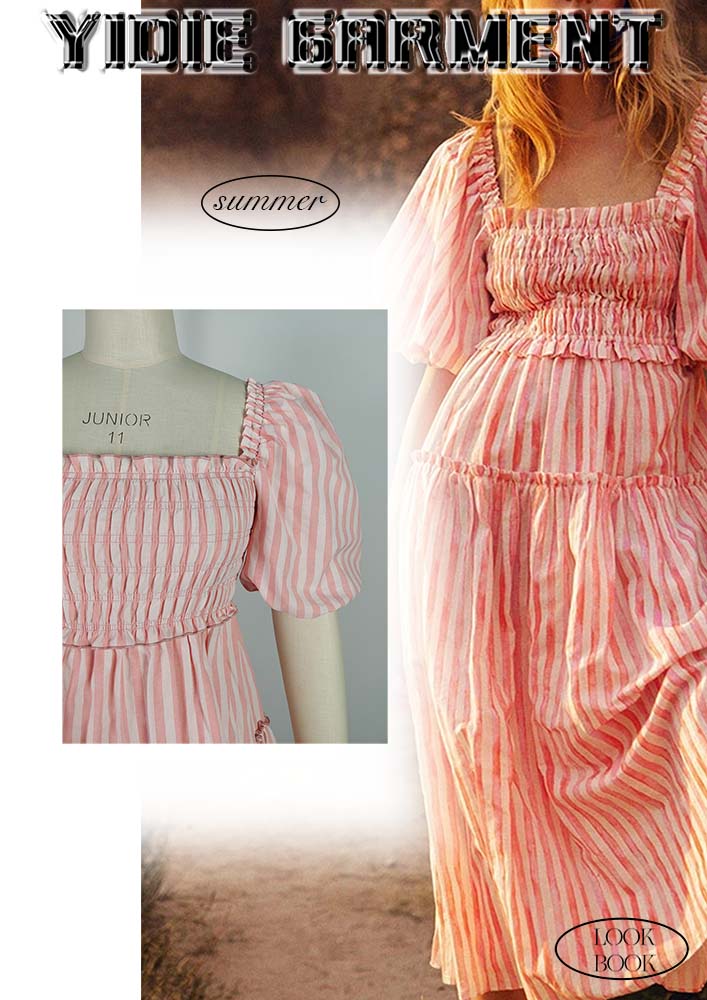 Smocked Puff Sleeve Tiered Skirt