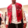 American Fashion Embroidered Woolen Baseball Jacket - Leather Sleeves Woolen Cloth for Men and Women1