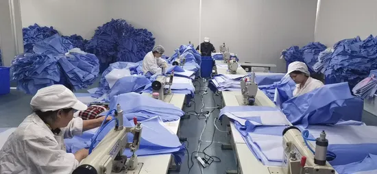 CE En 13795 Eo Sterilization Ultrasonic Heat Sealing SMS Sterile Surgeons Gowns Nonwoven Disposable Hospital Operation Medical Surgical Gown Surgical Robes1