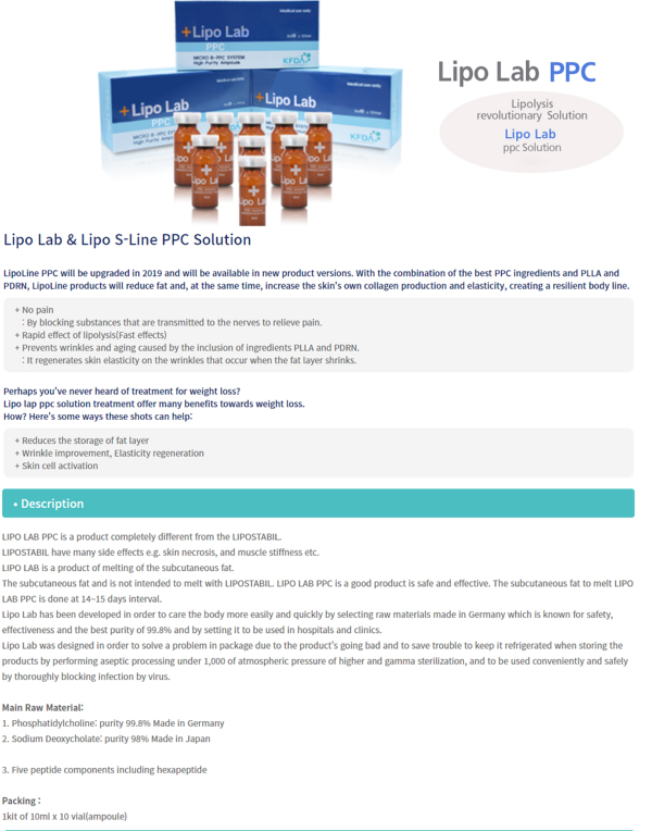 LIPO LAB PPC lipolytisk lösning Lipolysinjektion Lipo-Lab-leverantör