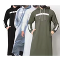 2025 Winter Ethnic Thobe Muslim Men's Pullover Hooded Kaftan1