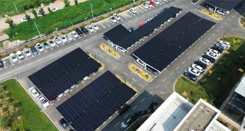 Technology Empowers Green Transportation, Multiple Benefits Facilitate Energy Transition | OSDA Solar' Photovoltaic Carport Lands in Shandong Hongshuo