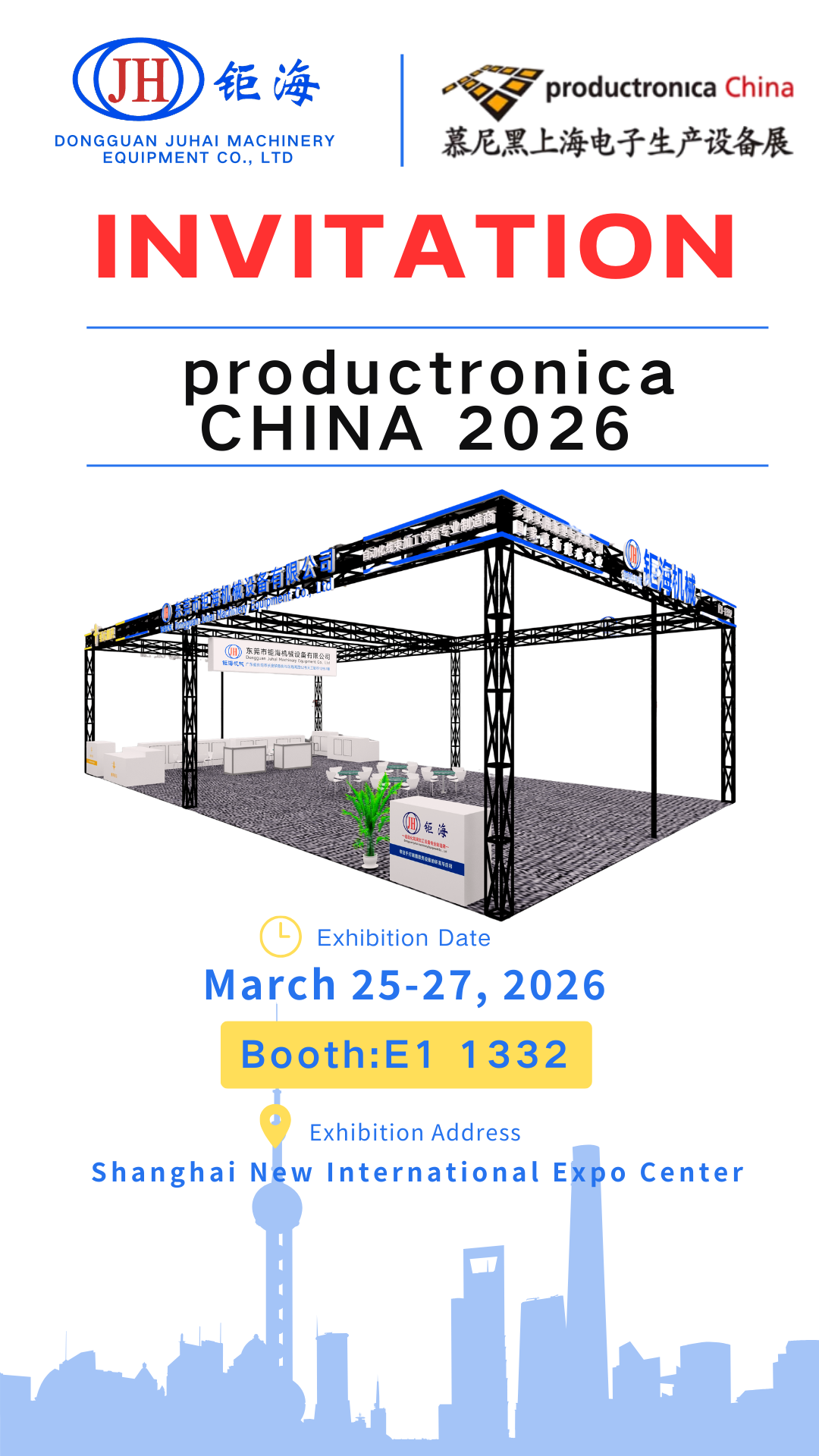Juhai Machinery vai para Xangai - Encontre-nos na productronica China 2026!
