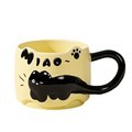 Ceramic Mug with Hand-Painted 3D Cartoon Cat Design and Large Handle1