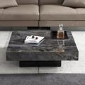 Tinggi Tinggi Mudah Penyimpanan Keluli Stainless Square Marble Coffee Table1