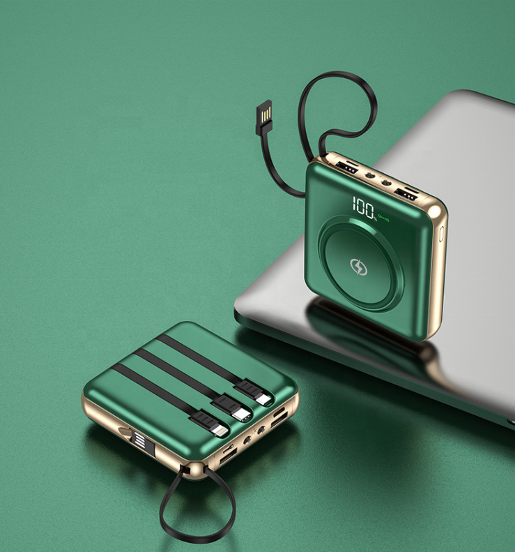 Hot Sale 20000mAh Fast Charging Mini Portable Wireless Charger Power Bank Mobile Charger with Cables1