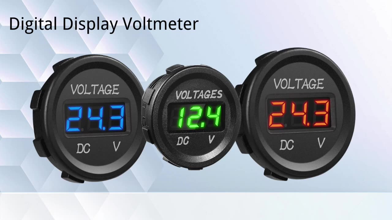 LED 12V ~ 72V شاشة رقمية Voltmeter Car Car Motorcycle Protage Gauge Meter1