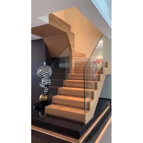 Frameless Interior Tempered Glass Stair Railing 