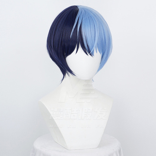 Yiwu Zhaoli Wig Launches Aoyagi Touya Costume Wig for Project SEKAI Role Play with Two-Toned Navy and Sky Blue Design