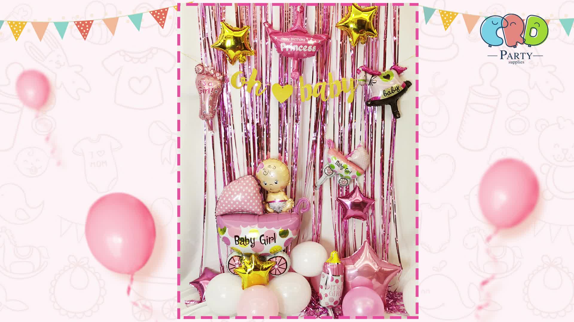 baby shower it's a girl birthday party decoration balloon set1