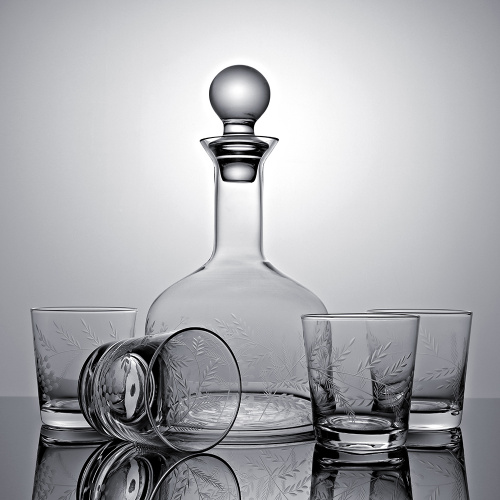 ATO etching style glass tumbler and glass decanter